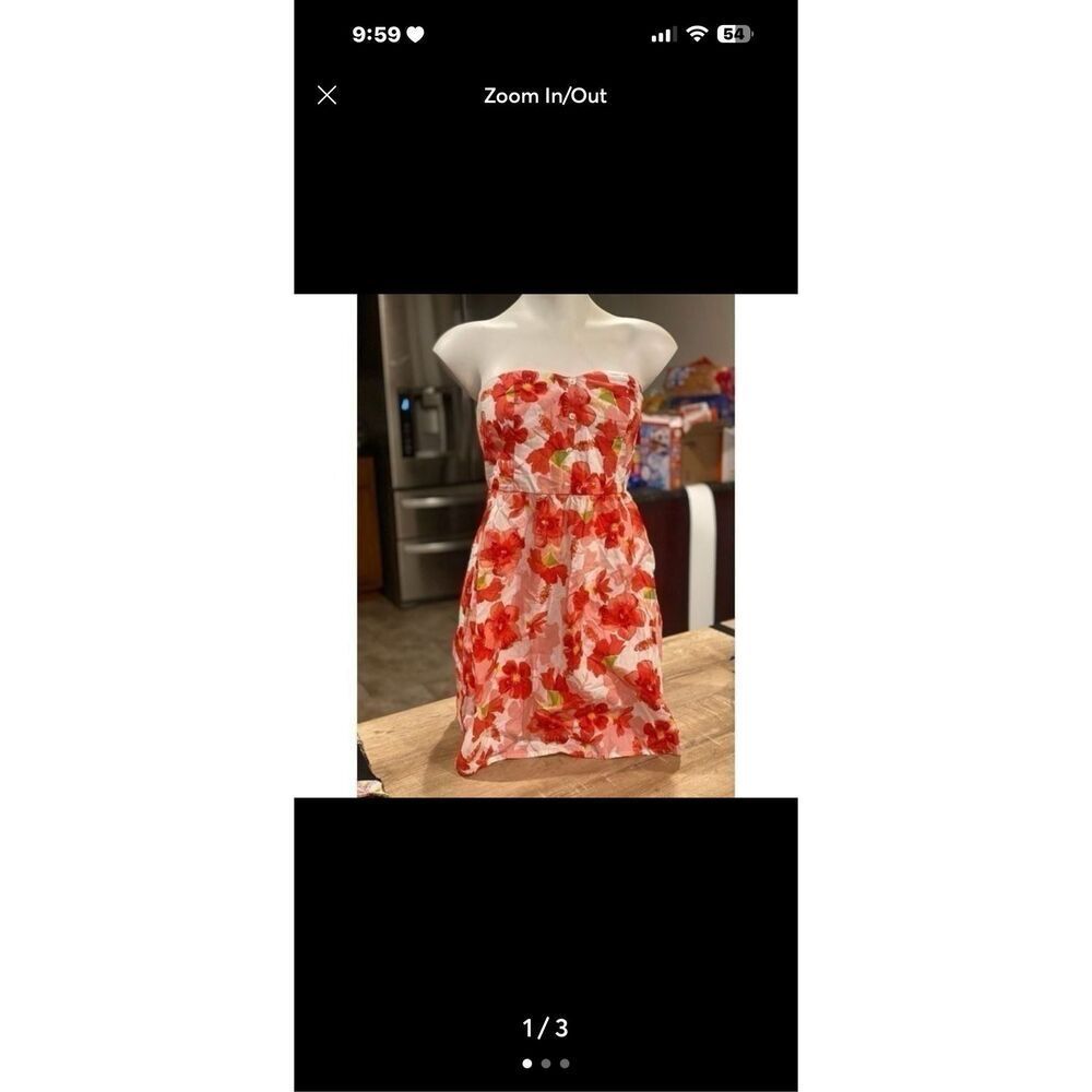 Mossimo Supply Co. Pink Floral Tropical Hibiscus Strapless Mini Dress Size S